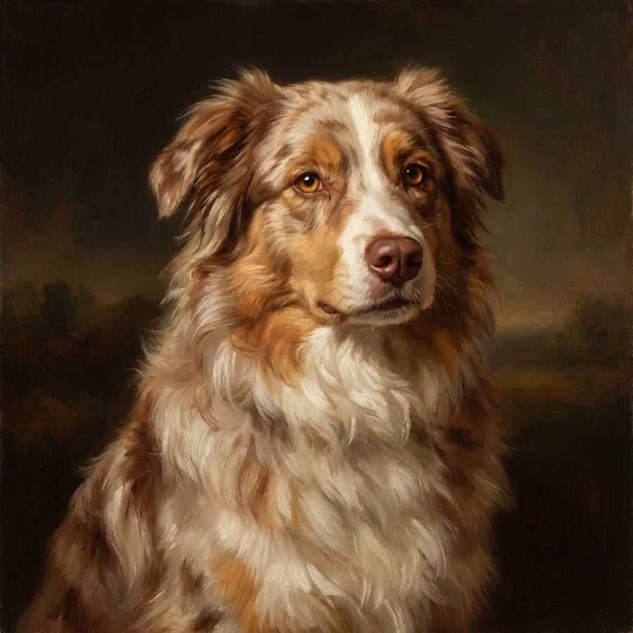A Living Painting of an Australian Shepherd